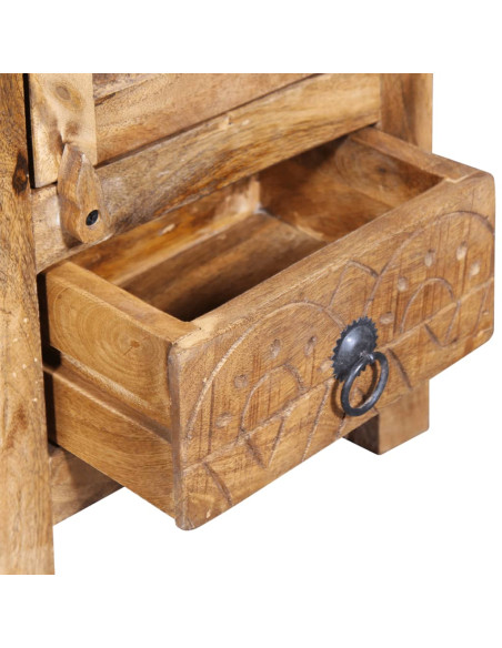 Armadio Vanity Specchiera 2 Armadietti Legno Massello di Mango