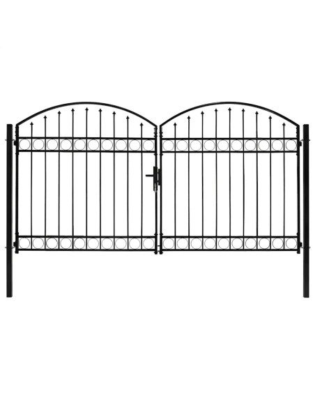 Cancello per recinzione ASSEN a doppia anta con parte superiore ad arco in acciaio 300x175 cm