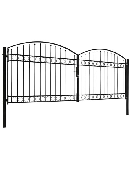 Cancello per recinzione ASSEN a doppia anta con parte superiore ad arco in acciaio 400x150 cm