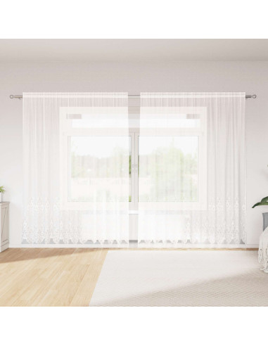 Tenda in Pizzo con tende Bianco 220 x 300 cm Poliestere