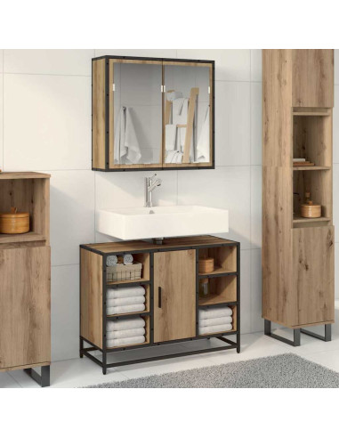 Set di mobili per il bagno con porta 2 pcs Rovere artigianale