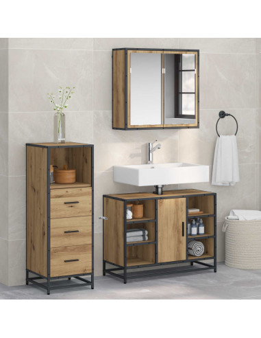 Set di mobili per il bagno con porta 3 pcs Rovere artigianale
