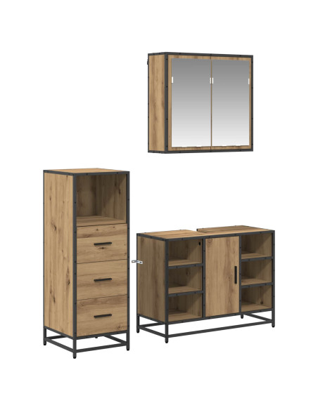 Set di mobili per il bagno con porta 3 pcs Rovere artigianale