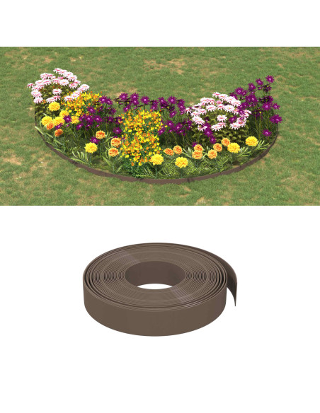 Bordatura per giardino 25 m 10 cm PE Marrone