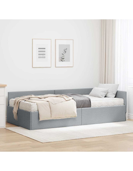 Struttura Letto Angolare con Materasso 2 pcs Grigio chiaro
