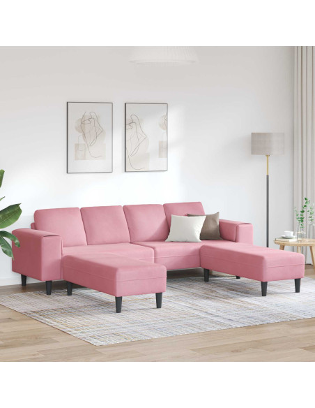 Divano per Soggiorno 3 pcs Rosa 250 x 188 x 76 cm