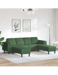 Divano Verde Scuro 250 x 188 x 76 cm Tessuto in Cords