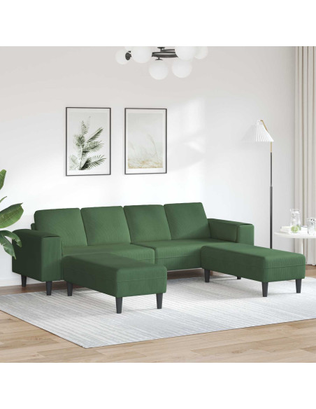 Divano Verde Scuro 250 x 188 x 76 cm Tessuto in Cords
