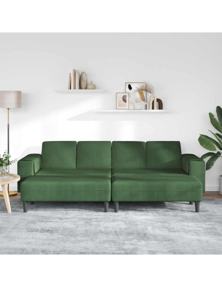 Divano Verde Scuro 250 x 188 x 76 cm Tessuto in Cords