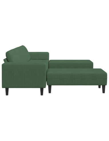 Divano Verde Scuro 250 x 188 x 76 cm Tessuto in Cords