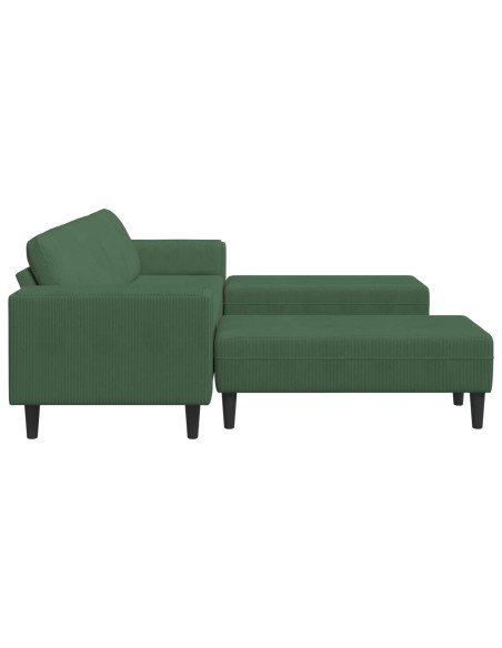 Divano Verde Scuro 250 x 188 x 76 cm Tessuto in Cords