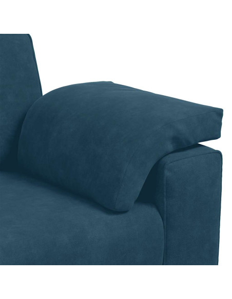 Set di Divani 3 pz con Cuscini Blu in Velluto