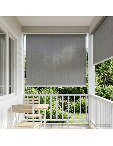 Tenda a Rullo Esterno Blocco UV 90% Grigio Chiaro 60 x 230 cm