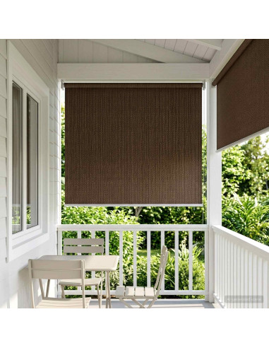 Tenda a Rullo Esterno Blocco UV 90% Marrone 60 x 140 cm HDPE