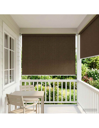 Tenda a Rullo Esterno Blocco UV 90% Marrone 140 x 140 cm HDPE