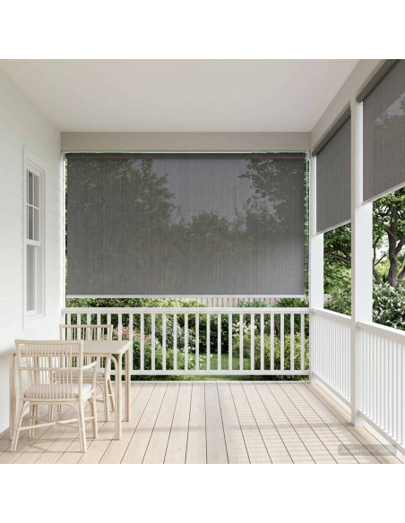 Tenda a Rullo Esterno Blocco UV 90% Grigio Chiaro 120 x 140 cm