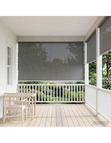 Tenda a Rullo Esterno Blocco UV 90% Grigio Chiaro 160 x 140 cm