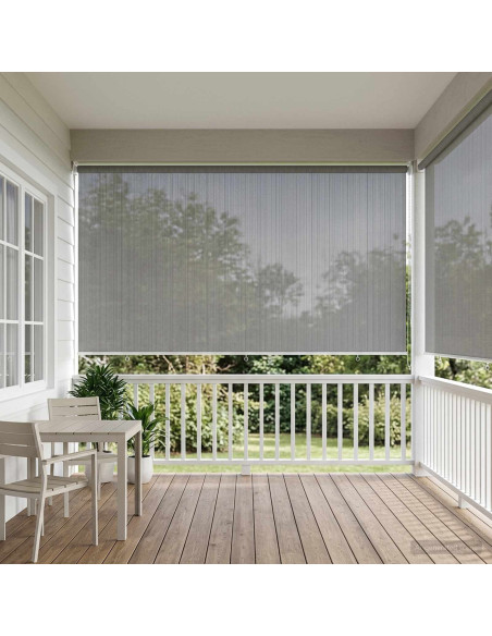Tenda a Rullo Esterno Blocco UV 90% Grigio Chiaro 350 x 140 cm