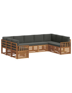 Set divani 9 pcs Naturale e Antracite Legno di Acacia Massello 2