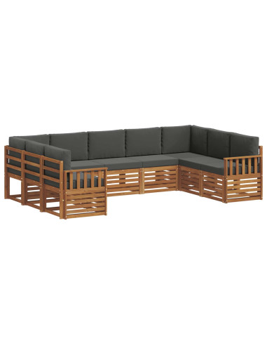 Set divani 9 pcs Naturale e Antracite Legno di Acacia Massello