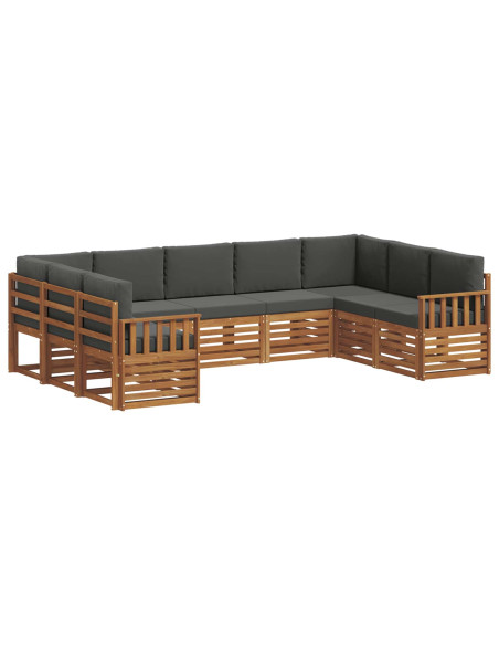 Set divani 9 pcs Naturale e Antracite Legno di Acacia Massello