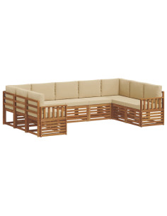 Set divani 9 pcs Naturale e Beige Legno di Acacia Massello 2