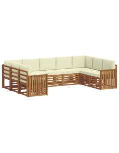 Set divani 9 pcs Naturale e Crema Legno di Acacia Massello 2