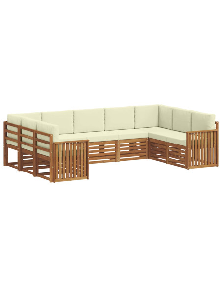 Set divani 9 pcs Naturale e Crema Legno di Acacia Massello