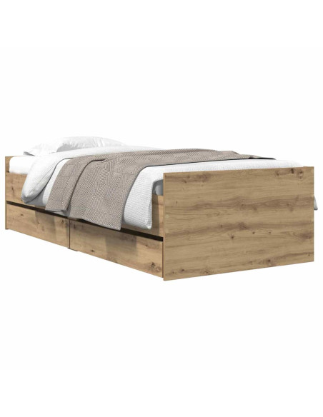 Struttura del letto con cassetto Rovere artigianale 90 x 200 cm