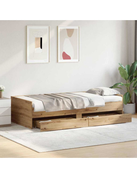 Struttura del letto con cassetto Rovere artigianale 90 x 200 cm
