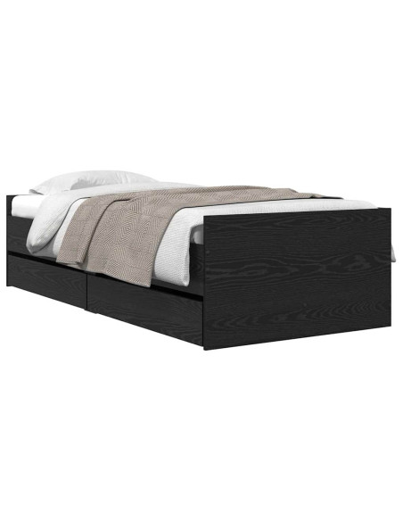 Struttura del letto Rovere Nero 90 x 200 cm Pino massello
