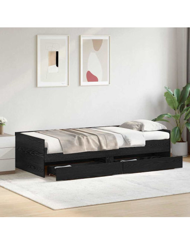 Struttura del letto Rovere Nero 90 x 200 cm Pino massello