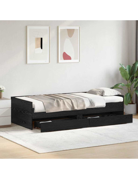 Struttura del letto Rovere Nero 90 x 200 cm Pino massello
