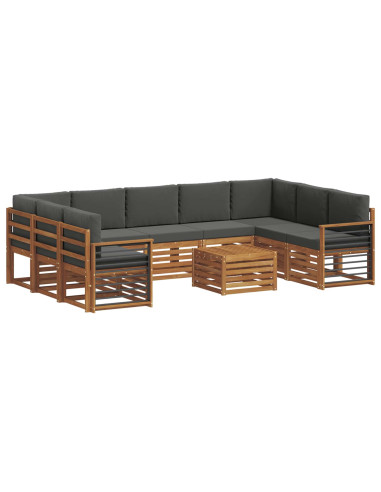Set divani 10 pcs Naturale e Antracite Legno di Acacia Massello