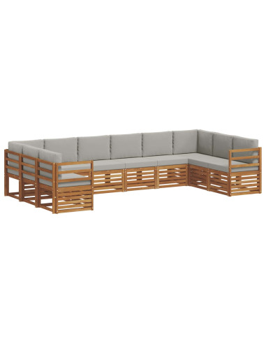 Set divani con cuscino 10 pcs Grigio Naturale e Chiaro