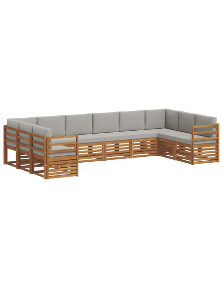 Set divani con cuscino 10 pcs Grigio Naturale e Chiaro
