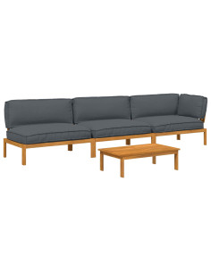 Set di divani 4 pcs Antracite Legno di Acacia Massello 2