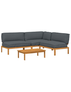 Set di divani 4 pcs Antracite Legno di Acacia Massello 2