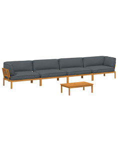 Set di divani 5 pcs Antracite Legno di Acacia Massello 2