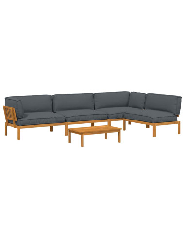 Set di divani 5 pcs Antracite Legno di Acacia Massello