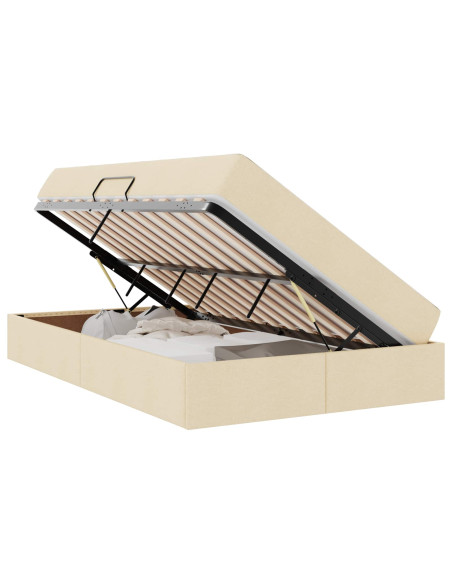 Letto con contenitore e materasso Crema 120 x 190 cm Poliestere