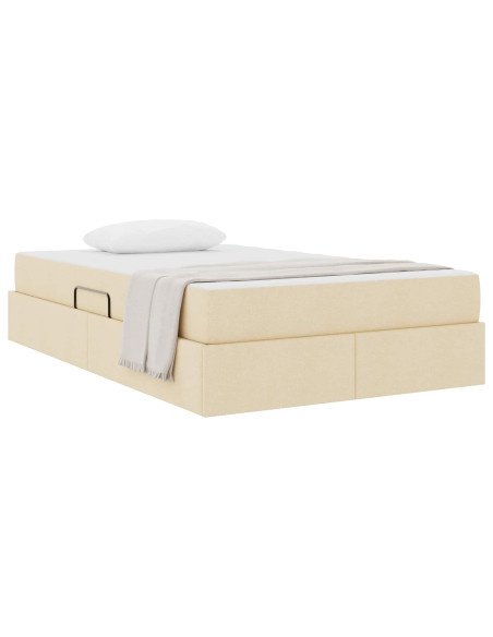 Letto con contenitore e materasso Crema 120 x 190 cm Poliestere
