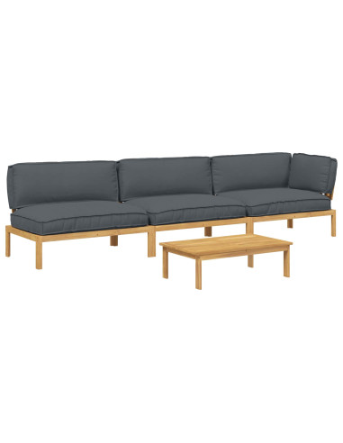Set di divani 4 pcs Antracite Legno di Acacia Massello