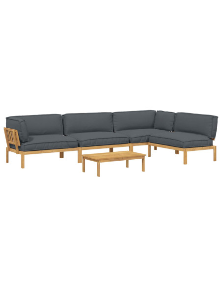 Set di divani 5 pcs Antracite Legno di Acacia Massello