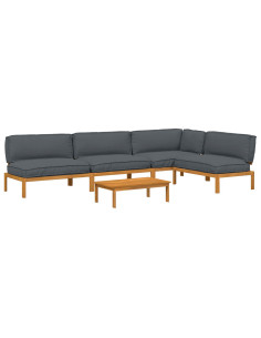 Set di divani 5 pcs Antracite Legno di Acacia Massello 2