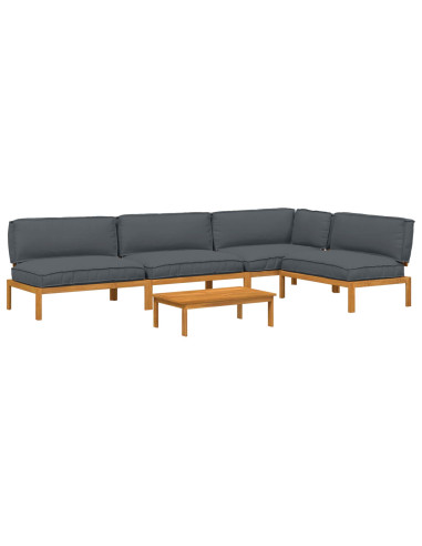 Set di divani 5 pcs Antracite Legno di Acacia Massello