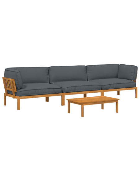 Set di divani 4 pcs Antracite Legno di Acacia Massello