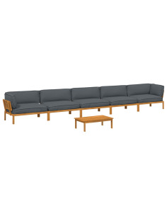 Set di divani 6 pcs Antracite Legno di Acacia Massello 2