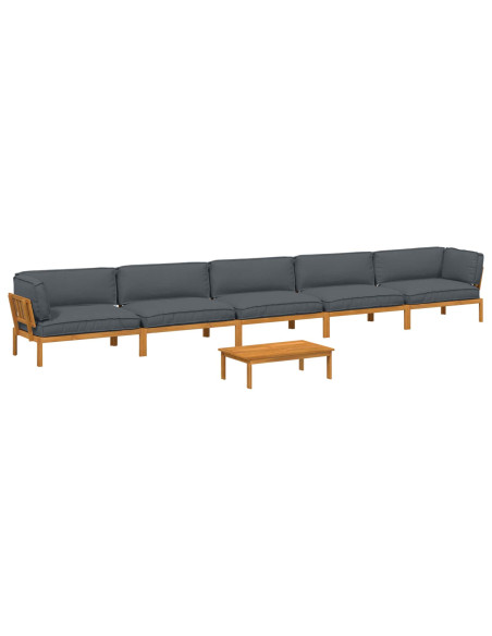 Set di divani 6 pcs Antracite Legno di Acacia Massello