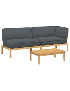 Set di divani 3 pcs Antracite Legno di Acacia Massello 2
